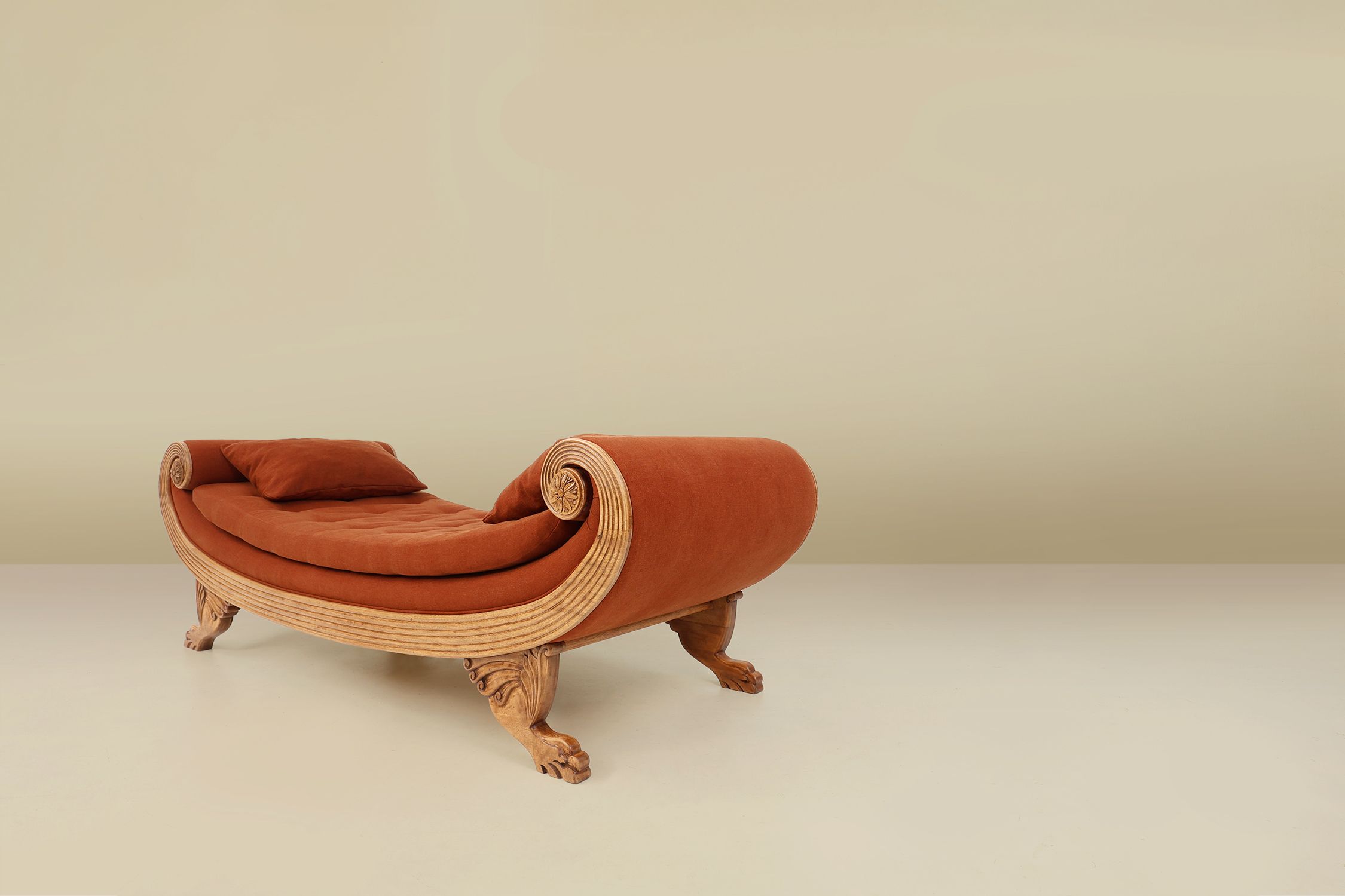 French hand carved oak daybed in Empire stylethumbnail